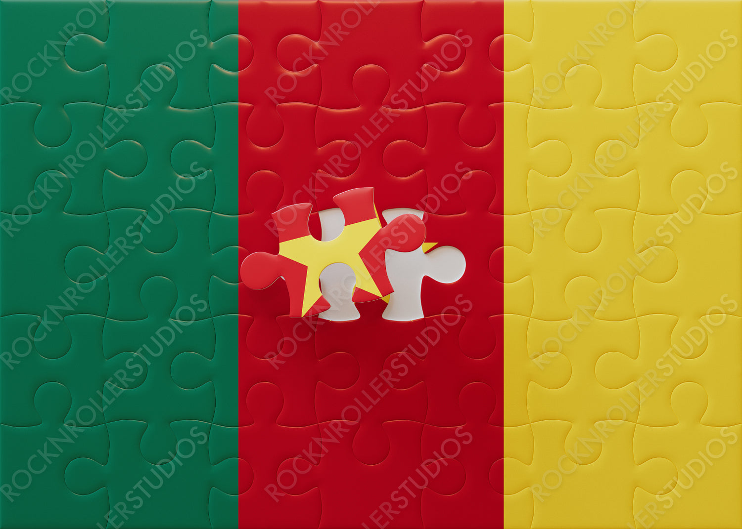 Completing Cameroon: Patriotic Puzzle with Flag and Star