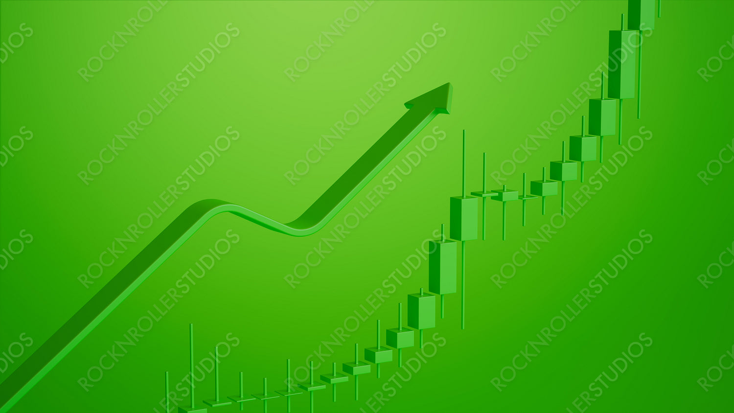 Surge to Success: Dynamic Financial Growth Chart with Green Arrow Indicating Profit and Economic Recovery