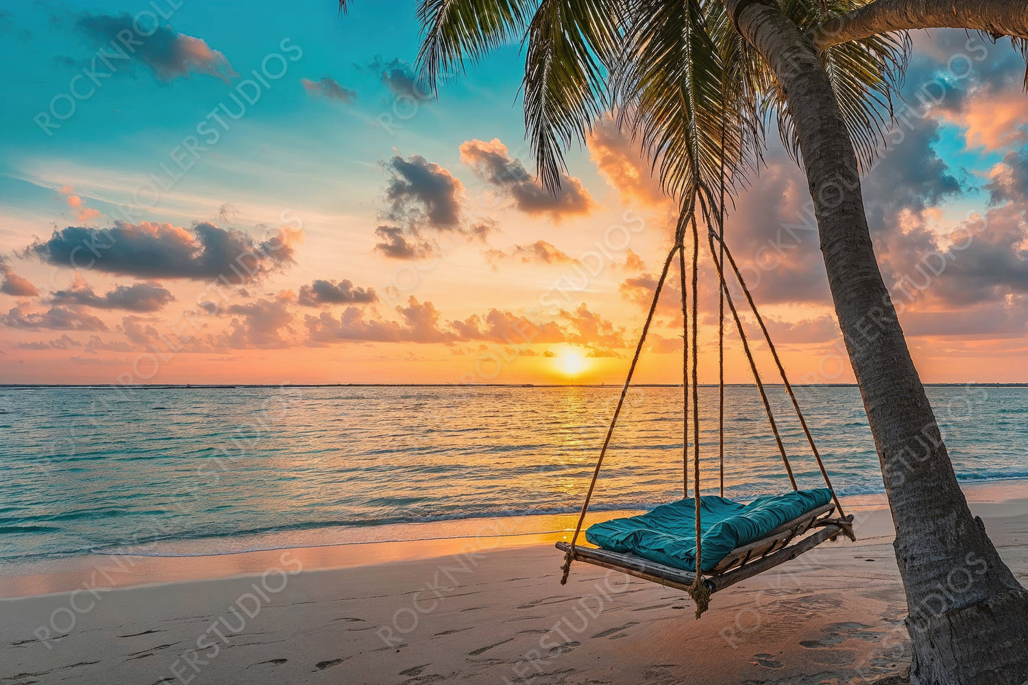 Exotic Sunrise Beach in the Caribbean. Calm Holiday Destination. Romance concept.