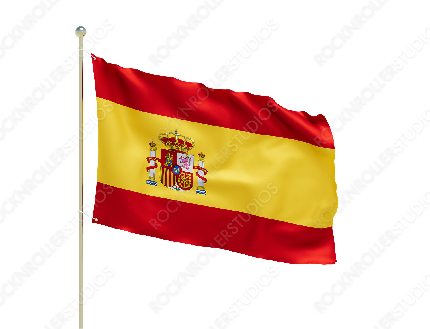Vibrant Spanish Flag with Coat of Arms: A Symbol of National Pride and History. Transparent PNG