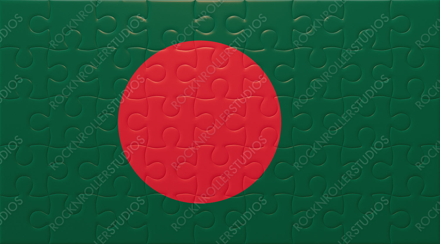 Perfectly Assembled Bangladesh Flag Jigsaw Puzzle: Vivid Red Circle on Green