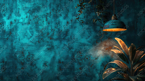 Moody Green Room with Lamp - Rustic, Cozy Interior Decor