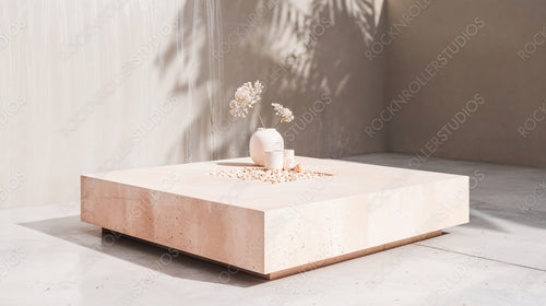 Minimalist Natural Stone Plinth with Elegant Decor in Soft Light