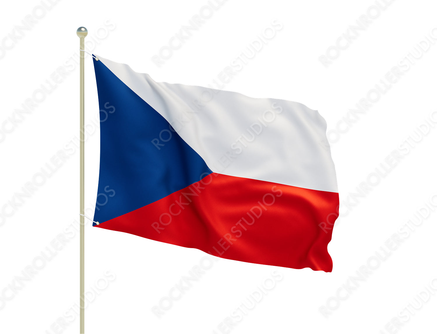 Vibrant Czech Republic Flag: Red, White, and Blue with Triangular Emblem. Transparent PNG