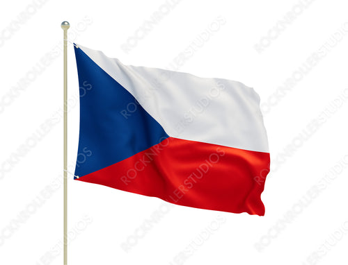 Vibrant Czech Republic Flag: Red, White, and Blue with Triangular Emblem. Transparent PNG
