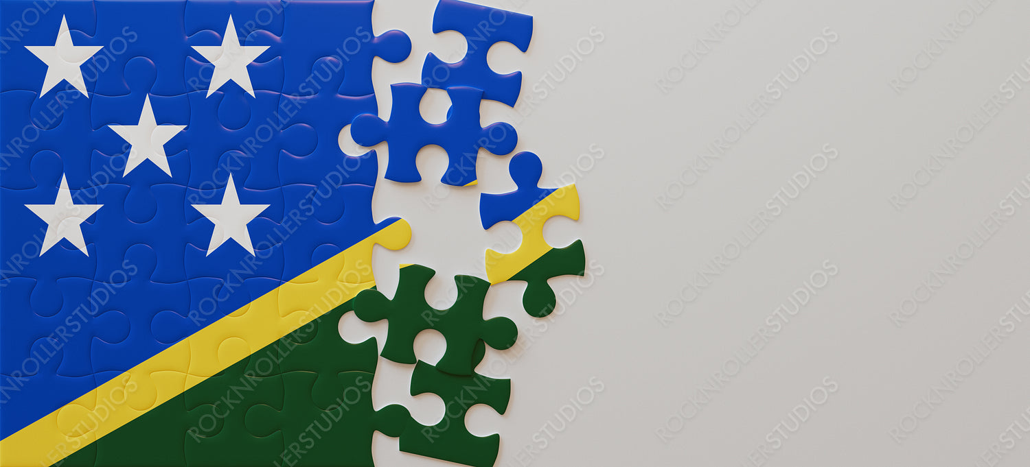 Creative Puzzle Challenge: Solomon Islands Flag in Incomplete Jigsaw Pieces