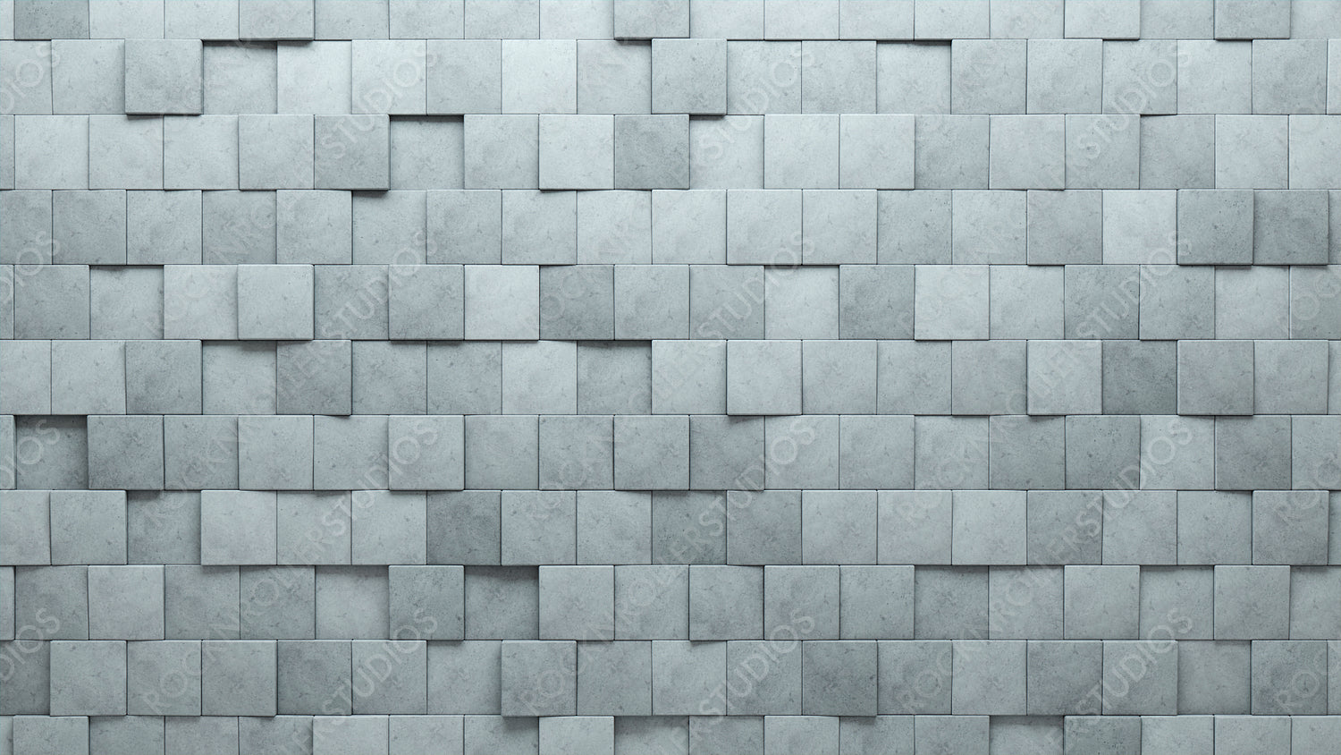 Polished, 3D Wall background with tiles. Square, tile Wallpaper with Semigloss, Concrete blocks. 3D Render