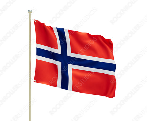 Vibrant Norwegian Flag Waving Proudly on a Breezy Day. Transparent PNG