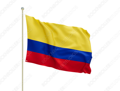 Vibrant Colombian Flag Waving Proudly on a Breezy Day. Transparent PNG