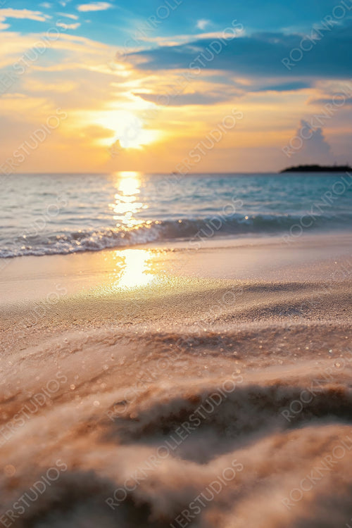 Magical Sunset Beach in Asia. Dream getaway Resort. Romance concept.