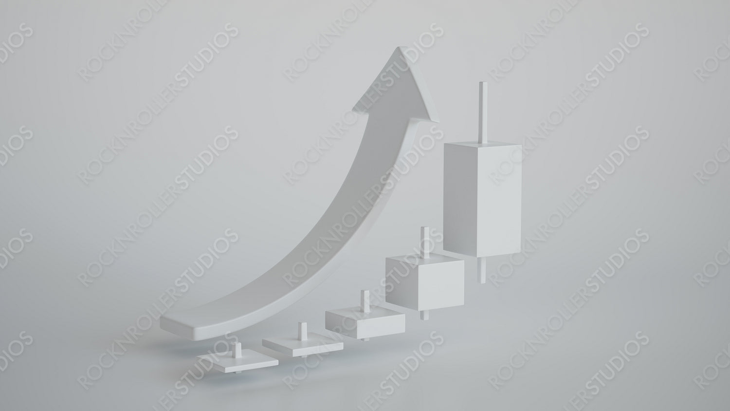 Modern Minimalist 3D Graph Showing Upward Trend - Ideal for Business and Finance Success