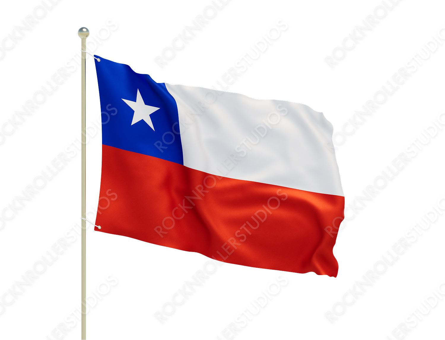 Majestic Chilean Flag Waving Proudly in the Wind. Transparent PNG