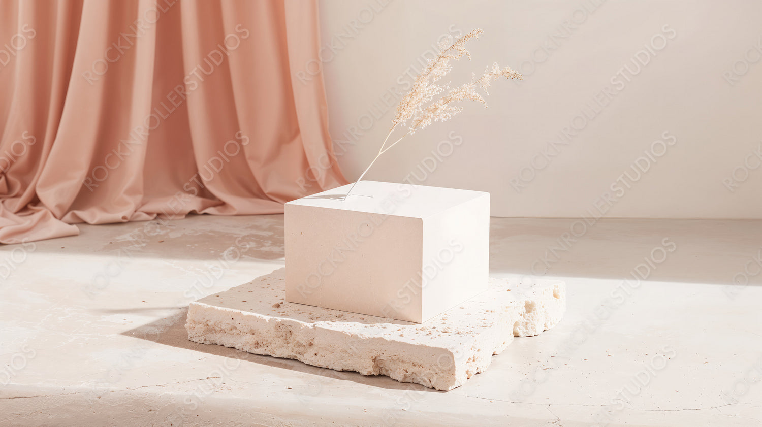 Elegant Stone Plinth in Minimalist Studio Setting