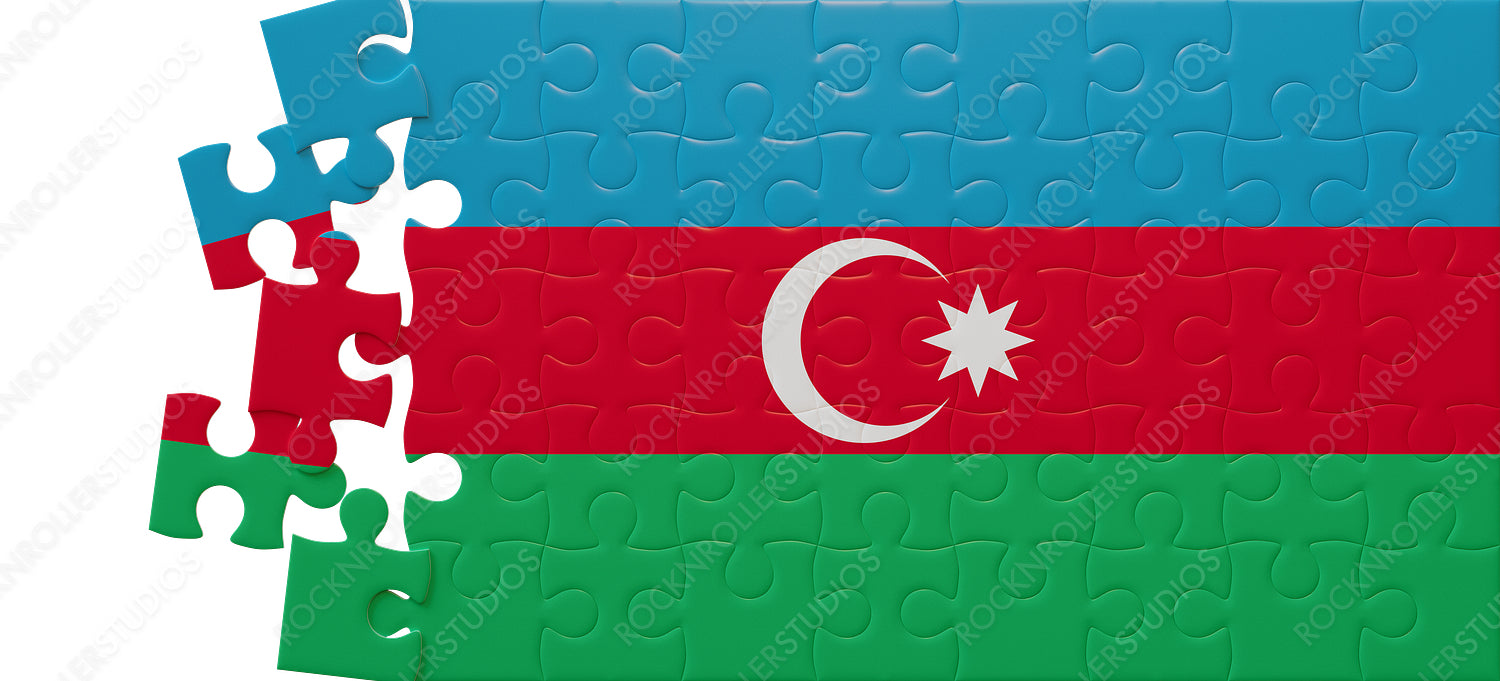 Vibrant 3D Jigsaw Puzzle of Azerbaijan Flag: Creativity and National Pride