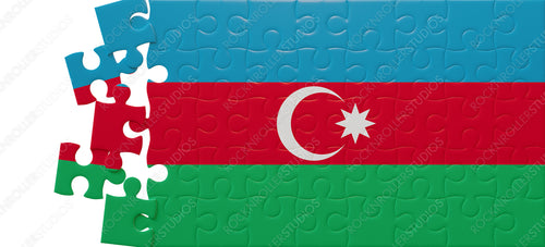 Vibrant 3D Jigsaw Puzzle of Azerbaijan Flag: Creativity and National Pride