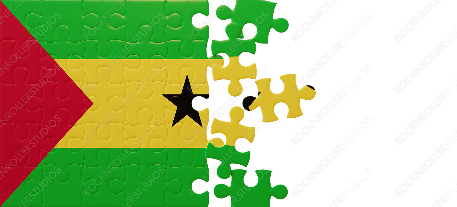 Sao Tome and Principe Flag Puzzle: Unity in Progress on a Transparent background