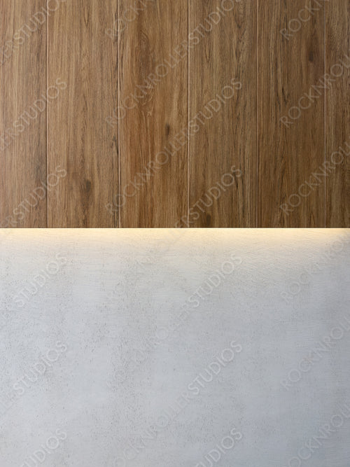 Modern Minimalist Wall with Ambient Lighting and Wood Paneling