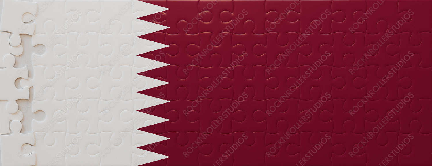 Creative Qatar Flag Jigsaw Puzzle Design with Serrated Division
