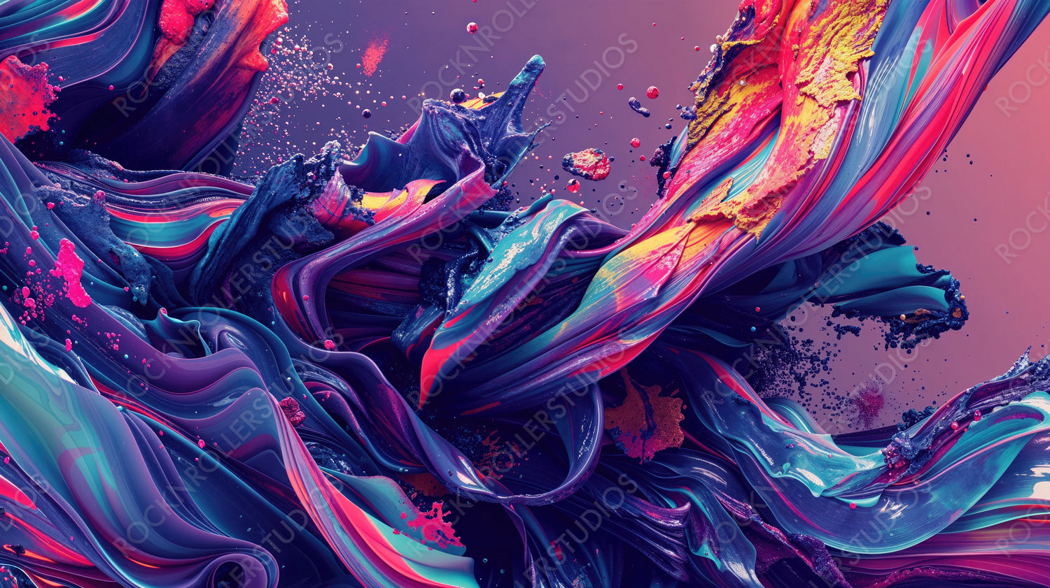 Dynamic Abstract Art with Vibrant Colors and Fluid Shapes