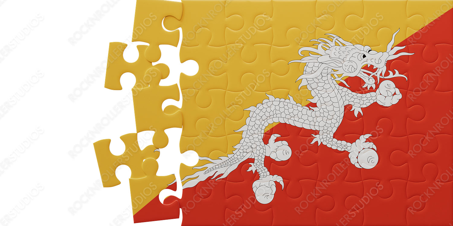 Vibrant Bhutan Flag Puzzle: Diagonal Divisions & Dragon Symbolism