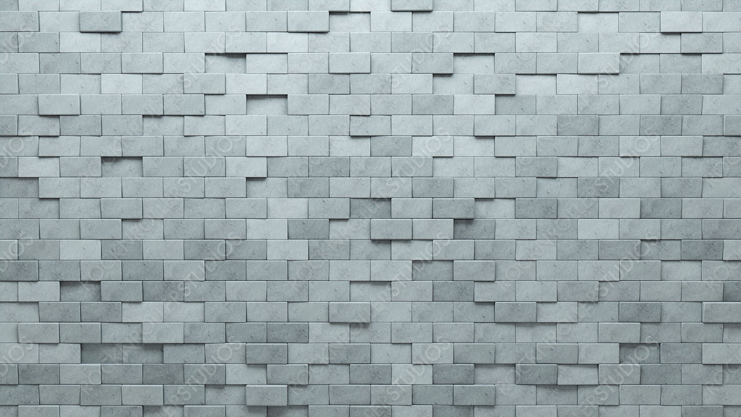 Rectangular Tiles arranged to create a Concrete wall. Polished, 3D Background formed from Futuristic blocks. 3D Render