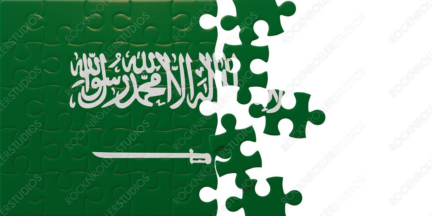 Nearly Complete: Saudi Arabia Flag as a Jigsaw Puzzle with Missing Pieces