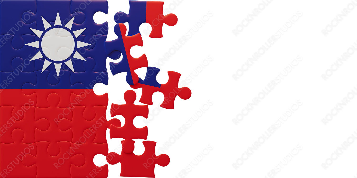 Taiwan Flag Puzzle: Vivid Colors and Missing Pieces on Transparent background - A Symbol of National Identity and Geopolitical Tensions