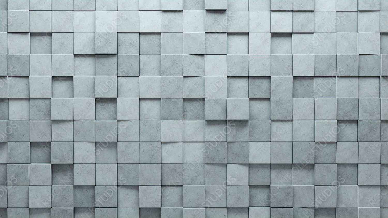 Concrete Tiles arranged to create a 3D wall. Polished, Square Background formed from Futuristic blocks. 3D Render
