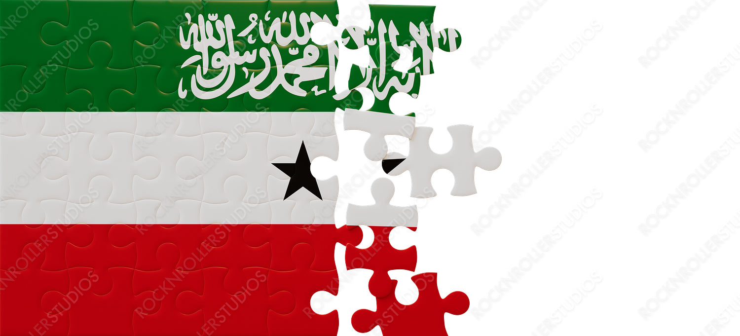 Unfinished Puzzle of Diplomacy: Saudi Arabia and Yemen Flags Intertwined