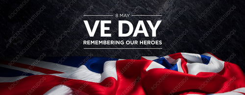 VE Day Tribute Banner with Union Jack: Honoring Heroes on Victory in Europe Day
