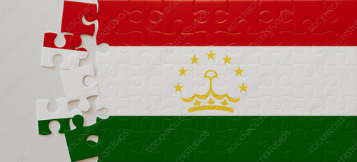 Piece Together Tajikistan: Jigsaw Puzzle of National Flag with Crown and Stars
