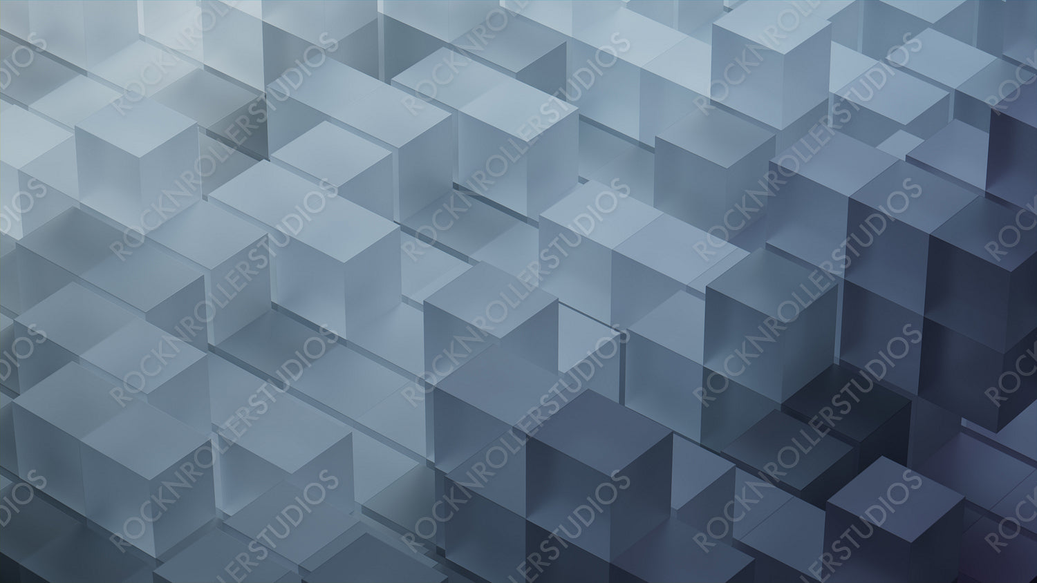 Modern Tech Background with Neatly Arranged Translucent Cubes. Grey, 3D Render.