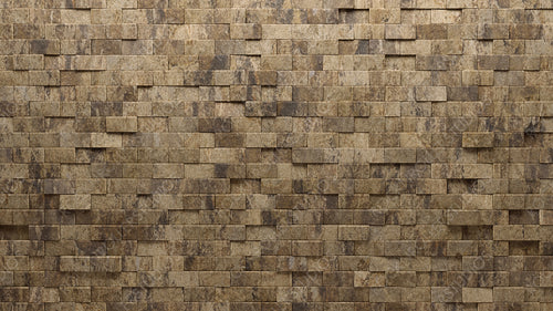 Natural Stone, Rectangular Mosaic Tiles arranged in the shape of a wall. 3D, Semigloss, Blocks stacked to create a Textured block background. 3D Render