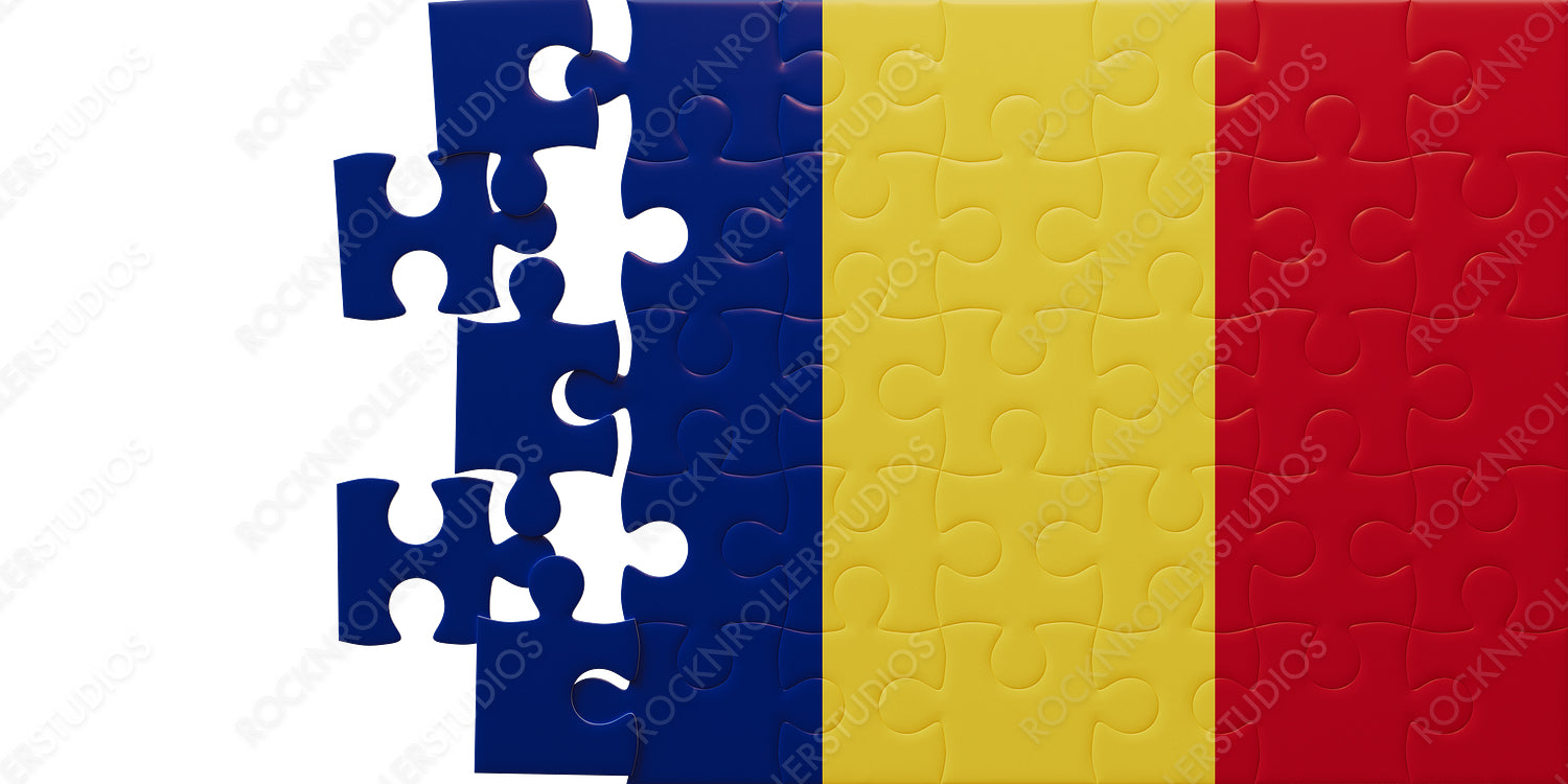 Romanian Flag Puzzle Challenge: Symbolizing Teamwork and Integration