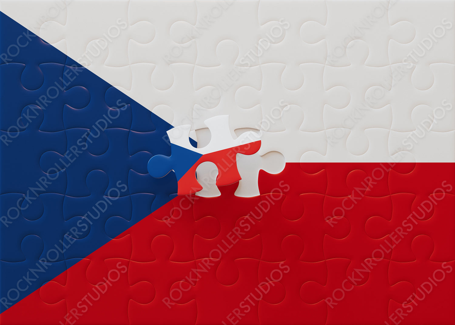 Completing Unity: Czech Republic Flag as a Jigsaw Puzzle with Final Piece