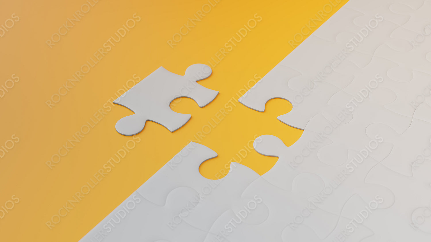 Connecting Worlds: White Puzzle Piece Bridging Orange and White Divide