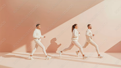 Group of Fit Individuals Jogging in Stylish Setting