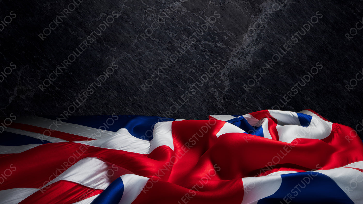 Union Jack Majesty: Textured and Draped on Stone - A Symbol of British Pride with copy-space