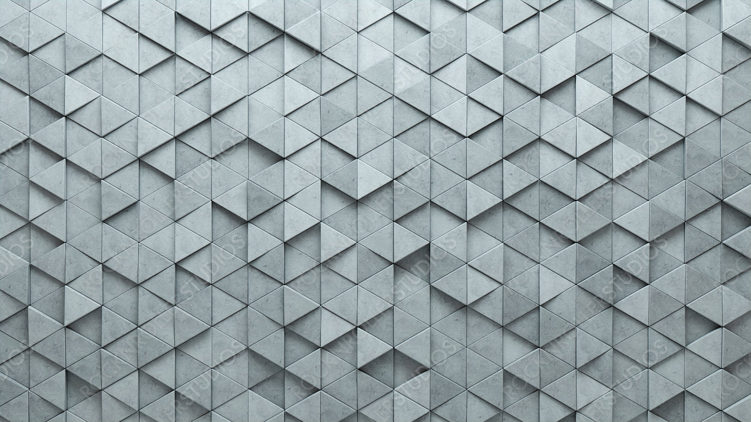 Polished, 3D Wall background with tiles. Triangular, tile Wallpaper with Concrete, Semigloss blocks. 3D Render