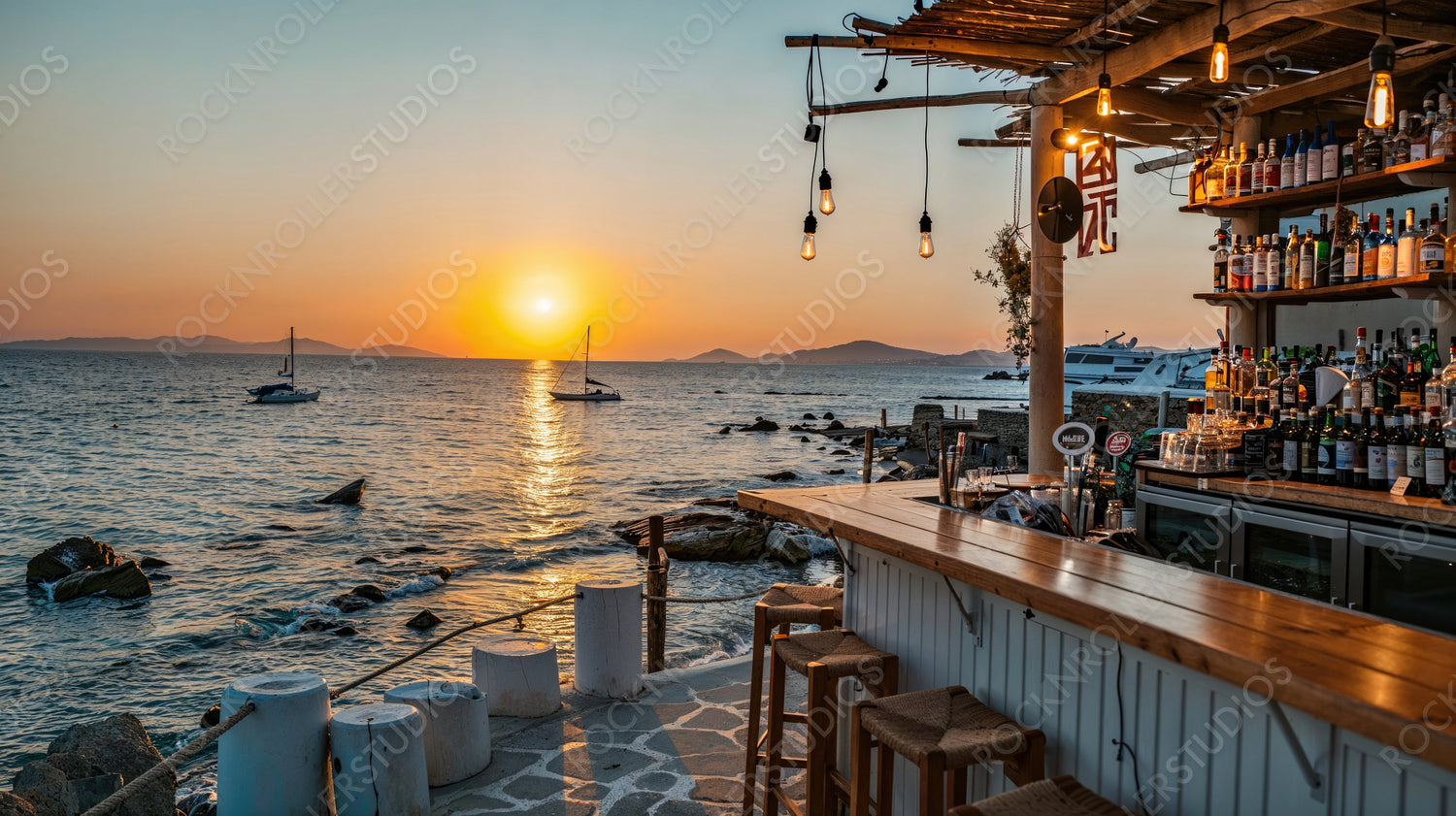 Sunset Beach Bar with Stunning Ocean View - Nautical Charm, Relaxing Ambiance, Evening Bliss