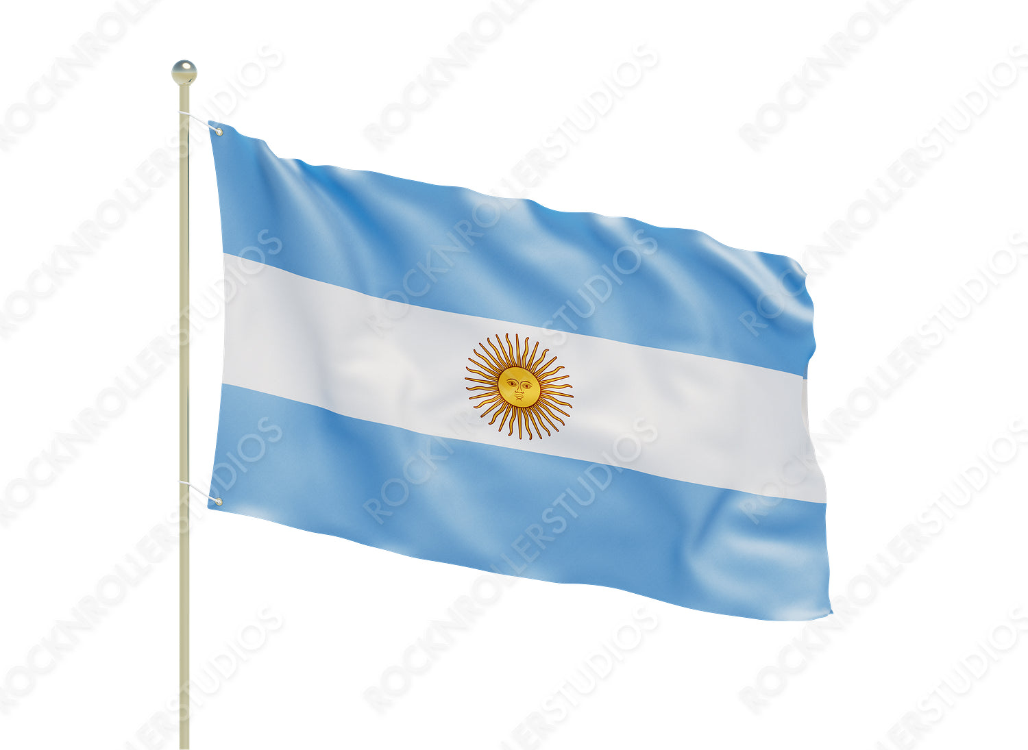 Vibrant Argentine Flag with Sun of May Emblem - Symbol of National Pride. Transparent PNG