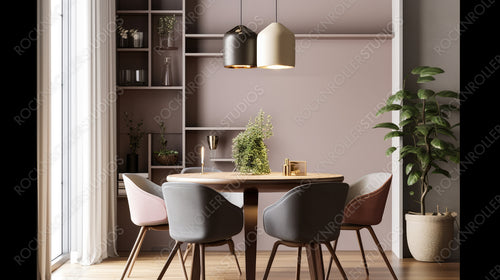 Contemporary Interior Design Background. Modern Dining room. Generative AI.