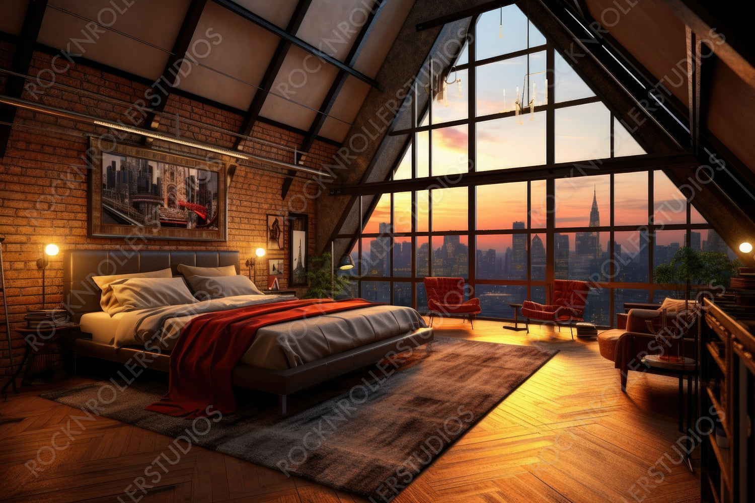 Luxury Bedroom. Stylish Interior Design Background. Generative AI.