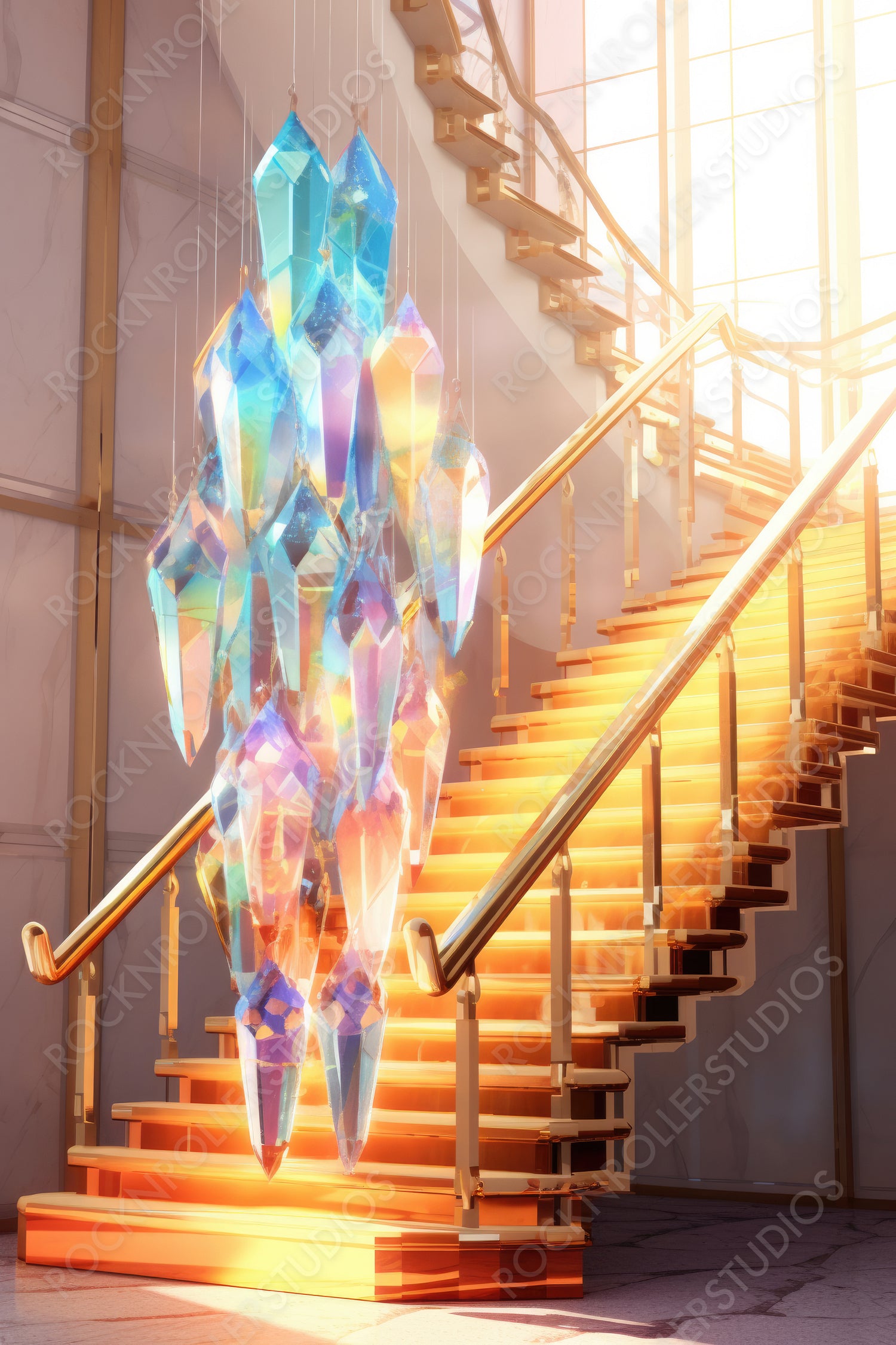 Modern Staircase. Stylish Interior Design Background. Generative AI.