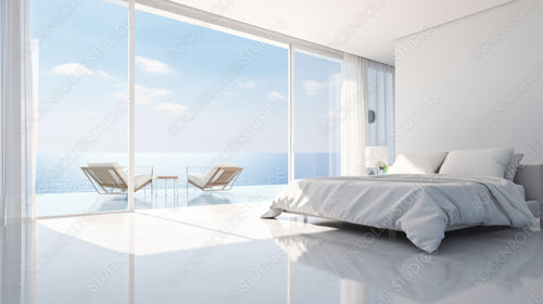 Contemporary Interior Design Background. Minimal Bedroom. Generative AI.
