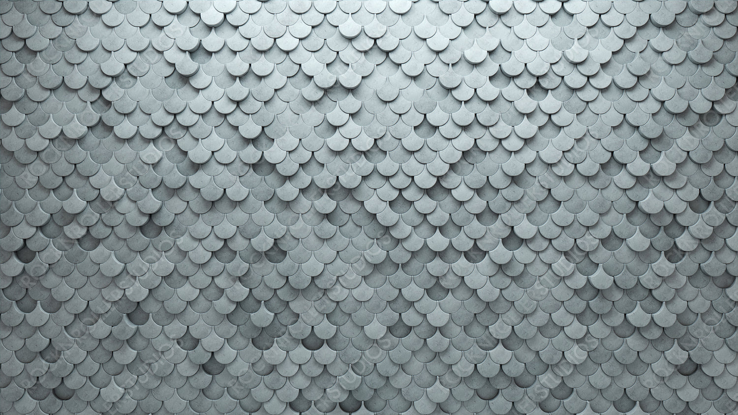 Concrete, Polished Wall background with tiles. Futuristic, tile Wallpaper with Fish Scale, 3D blocks. 3D Render