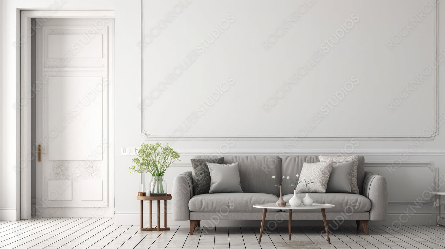 Modern Interior Design Background. Stylish livingroom. Generative AI.