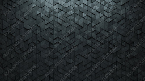 Triangular, Polished Mosaic Tiles arranged in the shape of a wall. Concrete, Semigloss, Bricks stacked to create a 3D block background. 3D Render