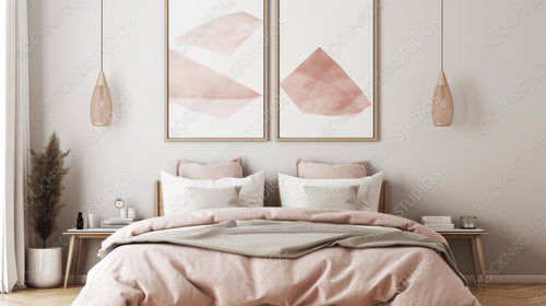 Modern Bedroom. Contemporary Interior Design Background. Generative AI.