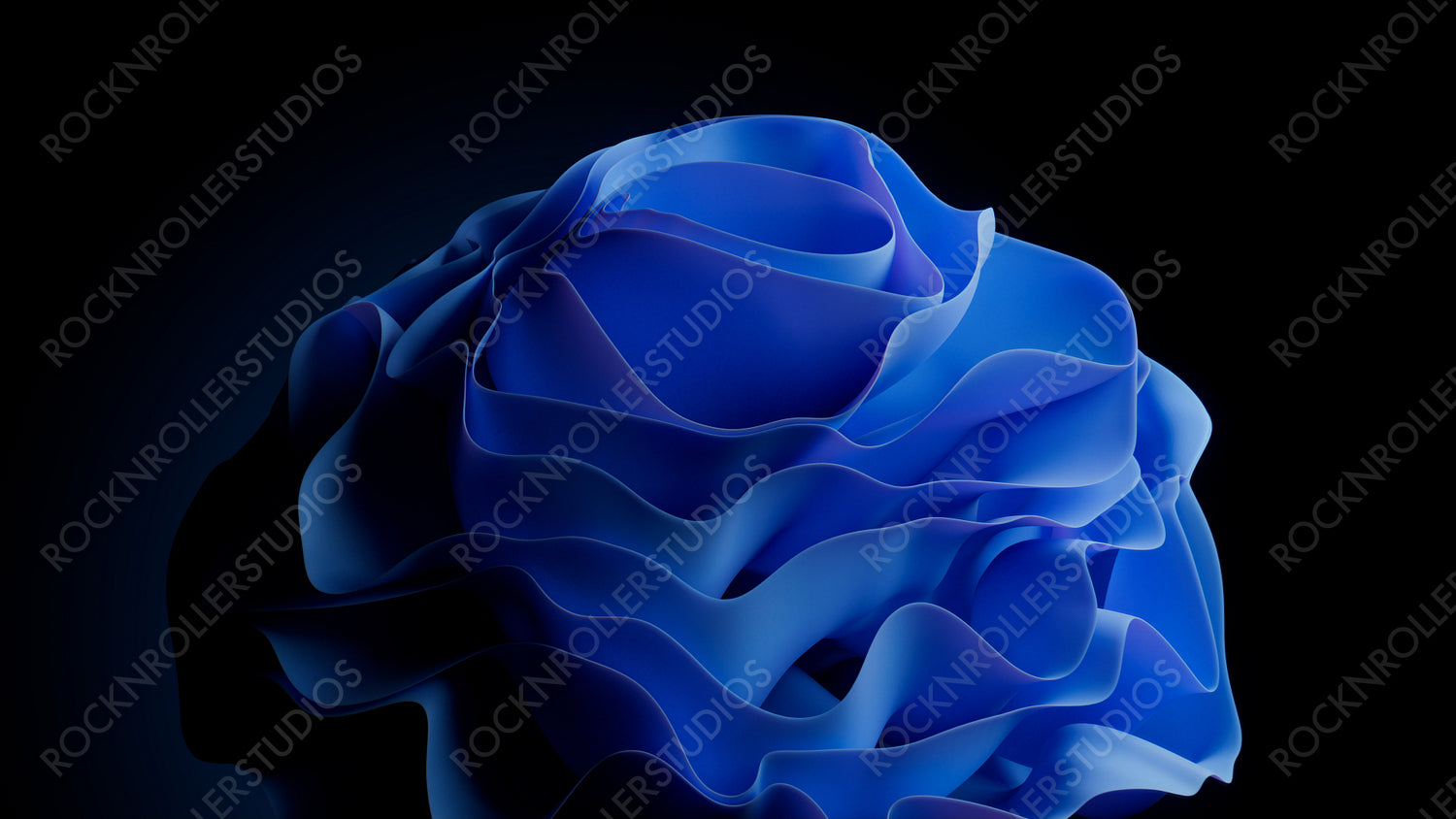 Trendy Flower Design Background, with Wavy, Abstract Blue Surfaces. 3D Render.